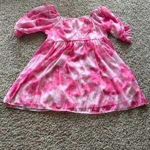 SHEIN Curve Pink and White Dress